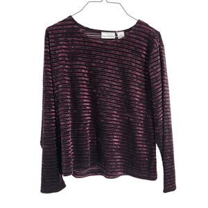 Kim Rogers Long Sleeve Striped Top Womens Petite Size Large L